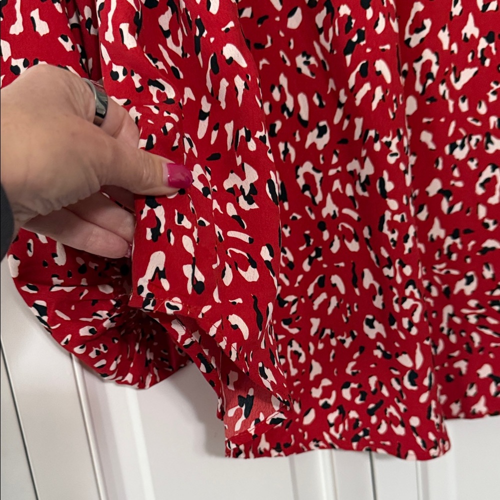 Red Patterned Women's Top - Picture 3 of 7